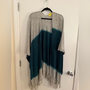 Grey and teal cashmere duster